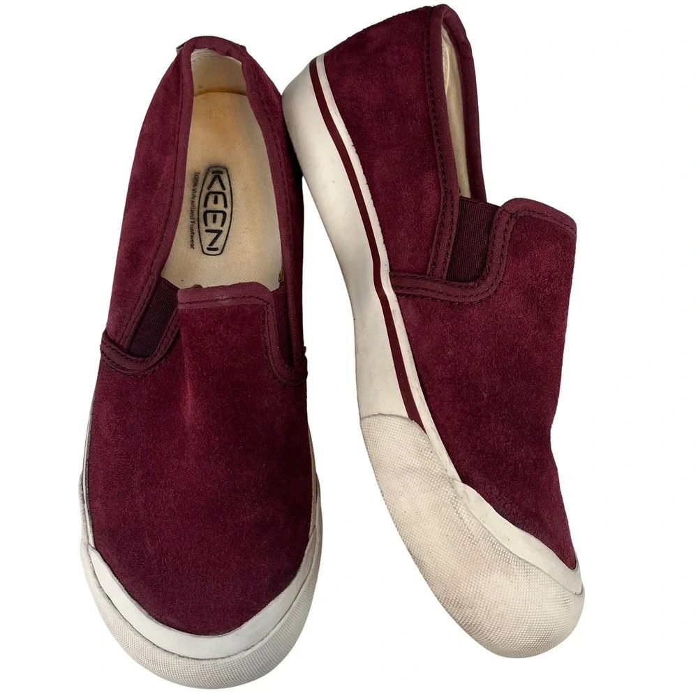 KEEN Coronado III Women's Suede‎ Slip On Sneakers Burgundy Comfort Casual 8